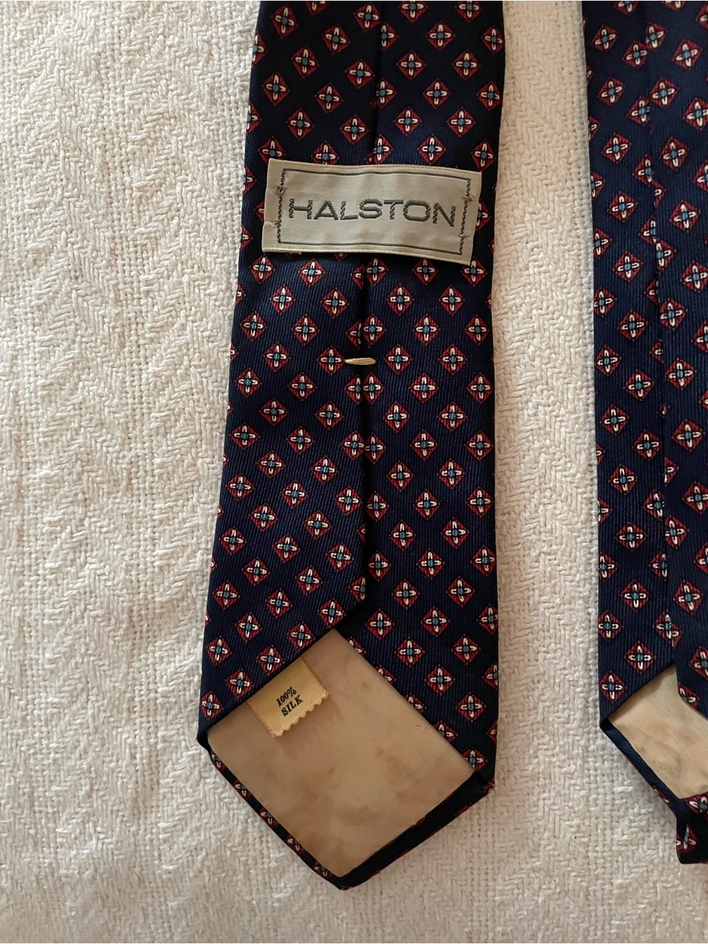 Halston Heritage Navy Silk Geometric Medallion Tie